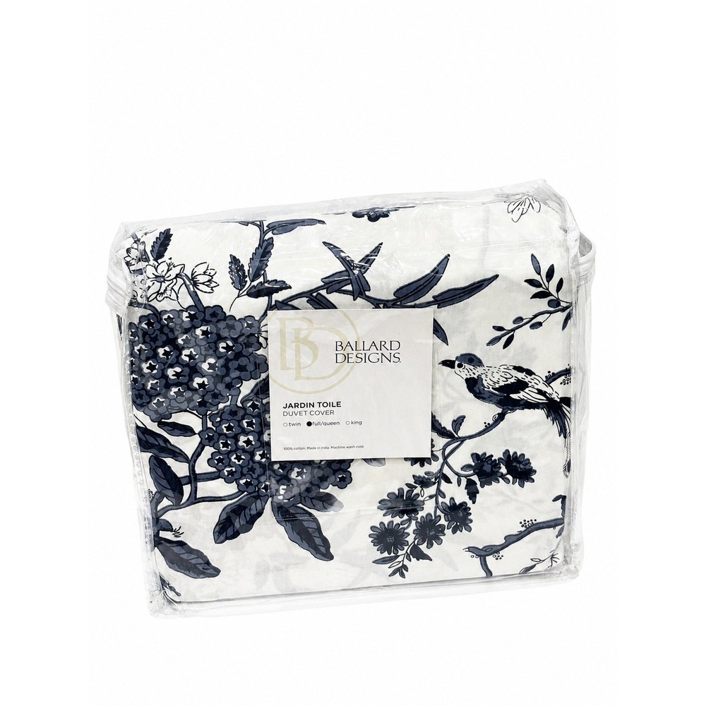 Ballard Designs Jardin Toile Duvet Cover Full/Queen Indigo 100% Cotton New